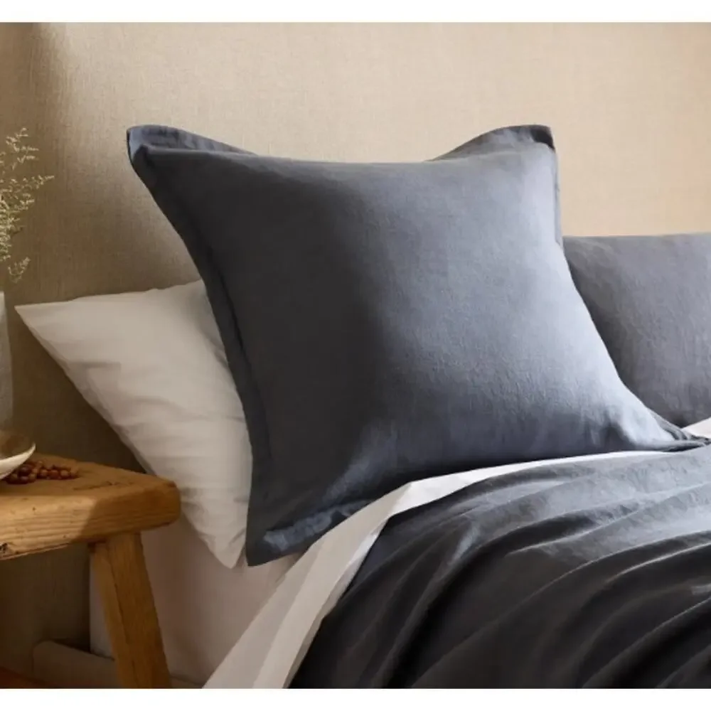NEW Quince European Linen Euro Sham Blue Nightfall 100& European Flax